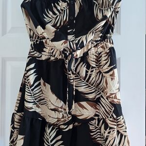 SHEIN Black and Tan Strapless Dress